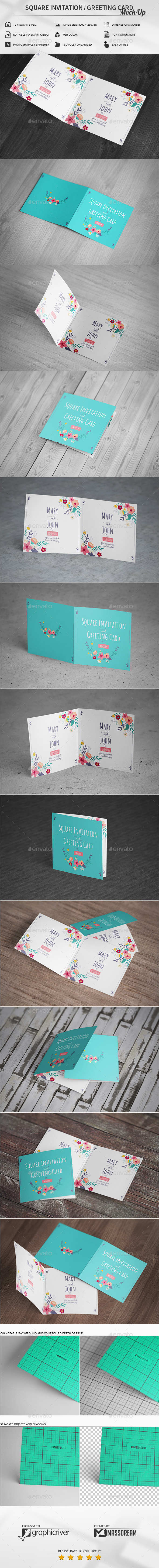 Square Invitation / Greeting Card Mock-Up