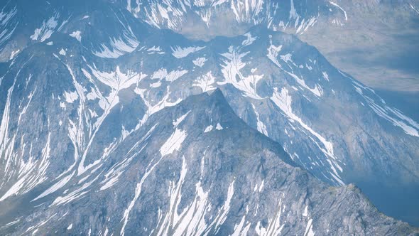 Aerial View Landscape of Mountais with Snow Covered alt