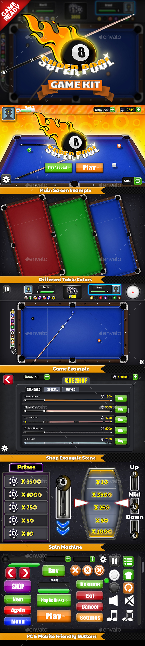Super Pool - Billiard Game Kit - Game Kits Game Assets