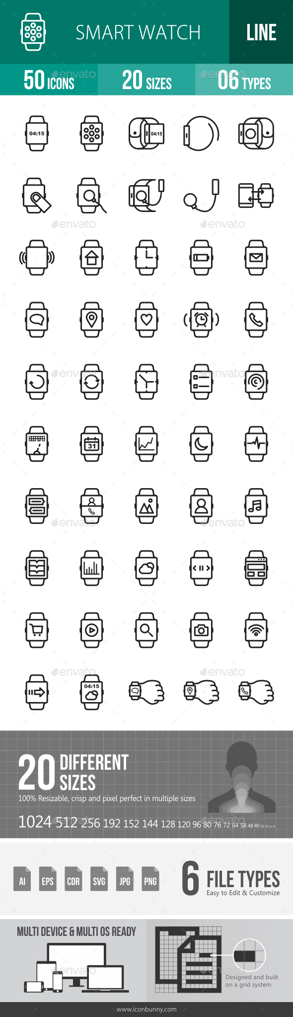 Smart Watch Line Icons - Icons