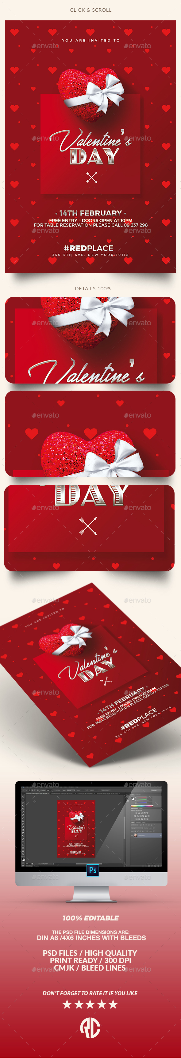 Valentine’s Day Invitation | Psd Template - Flyers Print Templates