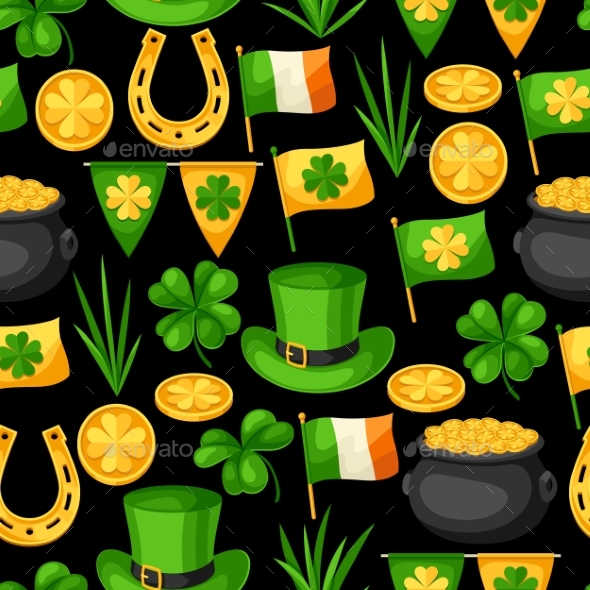 Saint Patricks Day Seamless Pattern. Flag Ireland - Seasons/Holidays Conceptual