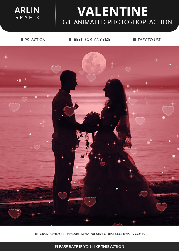 Gif Animated Valentine Photoshop Action - Photo Effects Actions