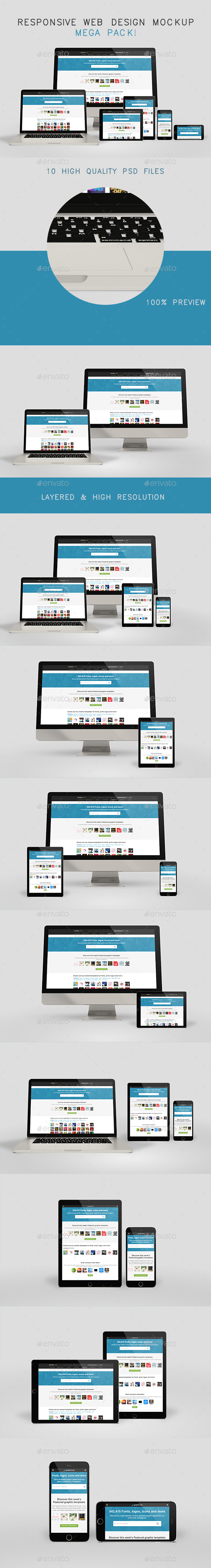 Responsive Web Design Mockup Mega Pack