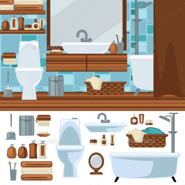 Bathroom Interior Design. - Web Elements Vectors