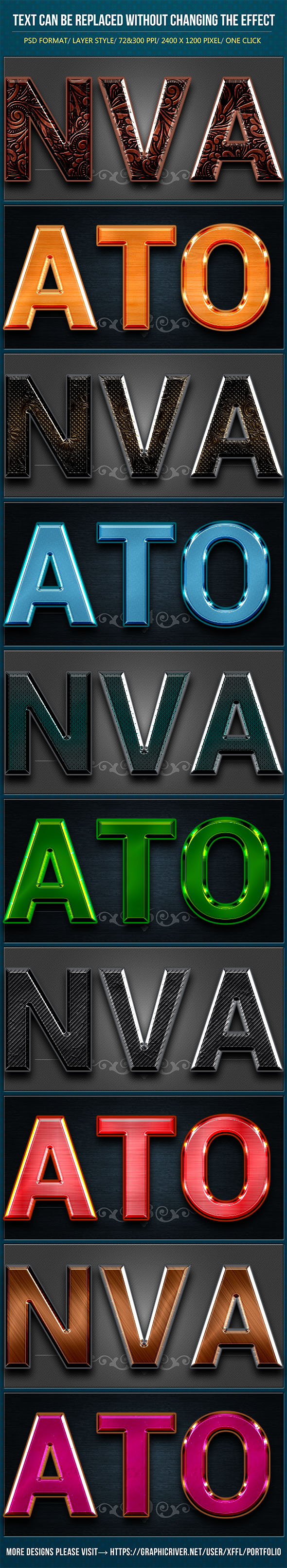 Perfectly Clear Metallic Text Effects - Text Effects Styles