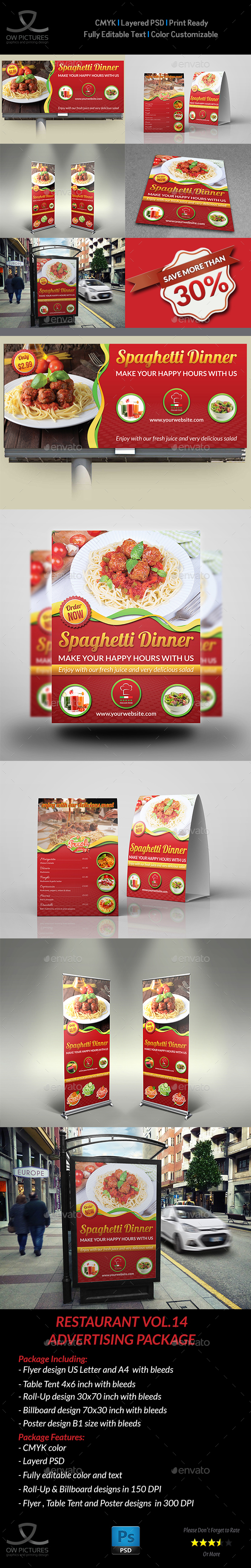 Restaurant Advertising Bundle Vol.2 - Signage Print Templates