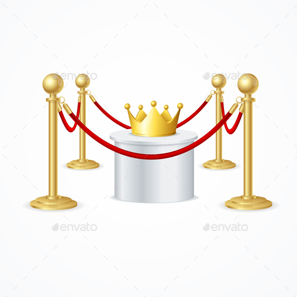 Gold Crown and Red Rope Barrier - Miscellaneous Vectors