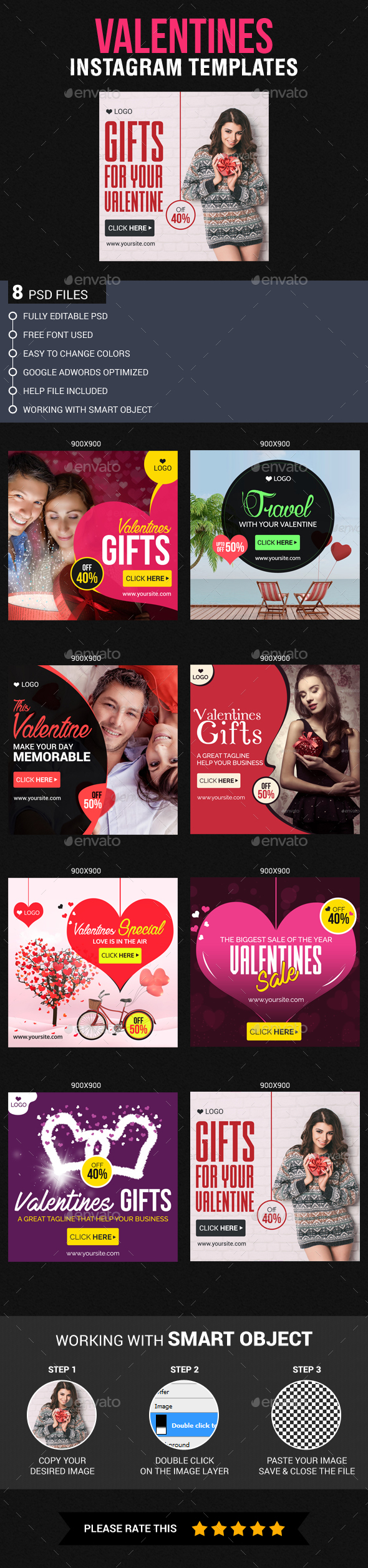 Valentines Instagram Templates - Banners & Ads Web Elements