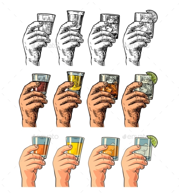 Male Hand Holding Glasses Drinks - Food Objects