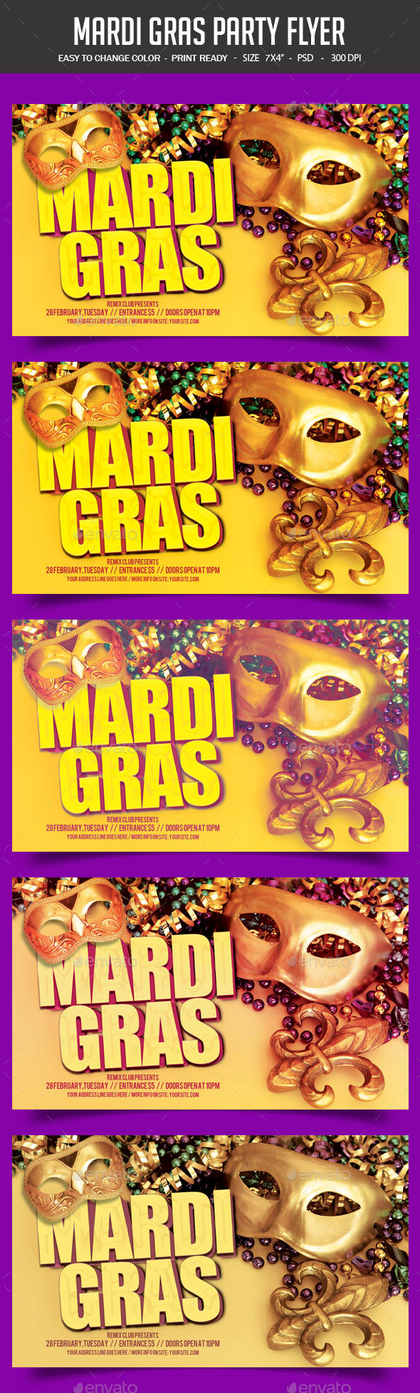 Mardi Gras Party Flyer - Clubs & Parties Events