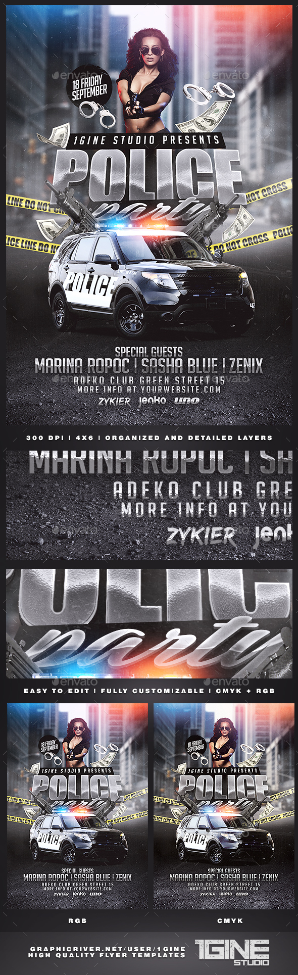 Police Party Flyer Template - Clubs & Parties Events