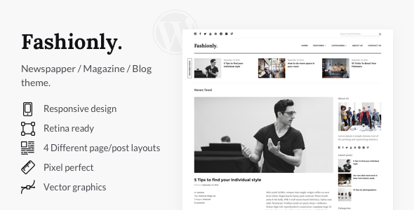 Fashionly - Responsive WordPress Blog Theme - News / Editorial Blog / Magazine