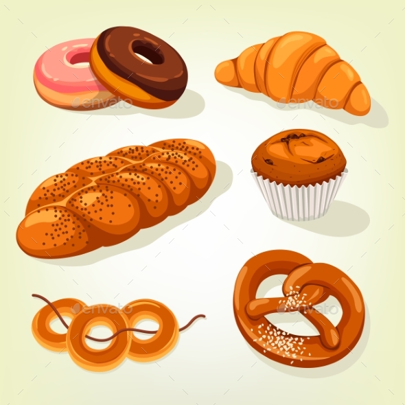 Multigrain Bread and Bakery Cake, Croissant - Food Objects