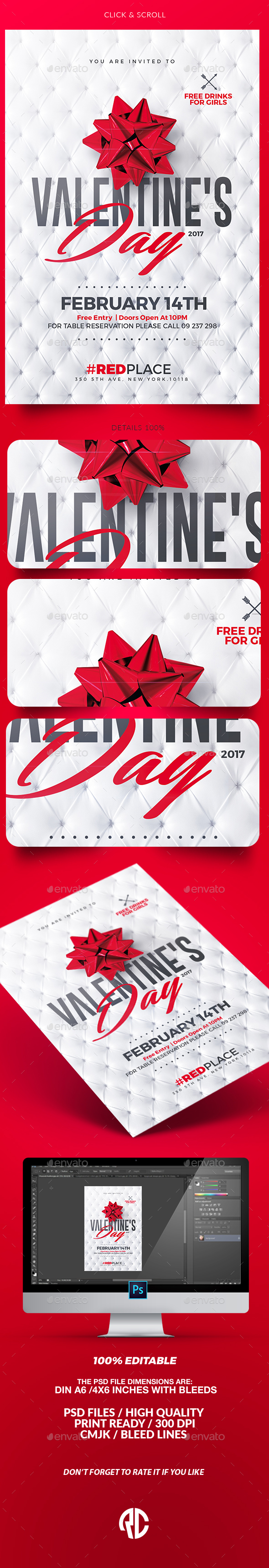 Valentine’s Day Invitation | Psd Template - Print Templates