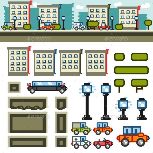 City Flat Game Level Kit - Miscellaneous Conceptual