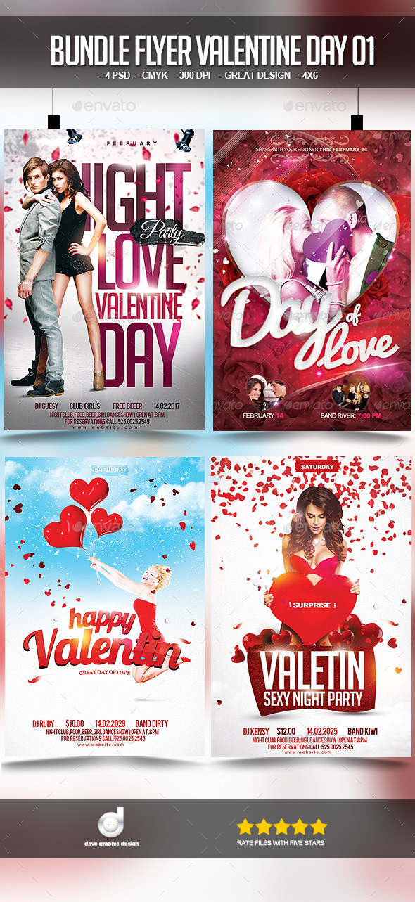 Bundle Flyer Valentine Day 01 - Clubs & Parties Events