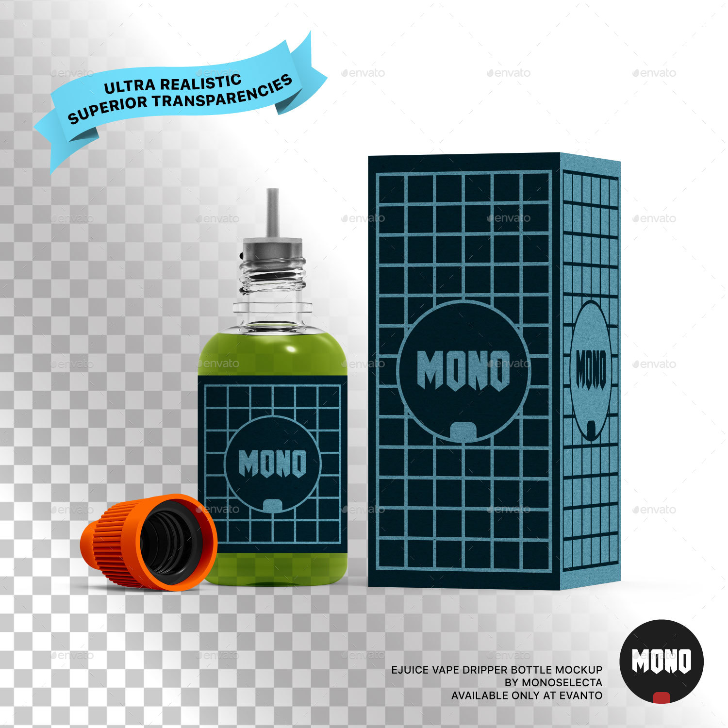 Ejuice Vape Dripper Bottle Mockup by monoselecta GraphicRiver