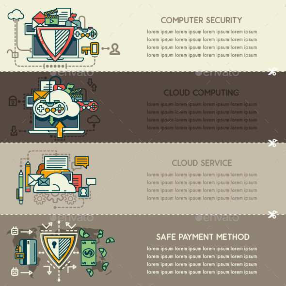 Set Twenty One of Internet Technology Banners - Technology Conceptual