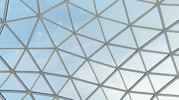 Glass Roof of a Modern Building. Overlapping Roof