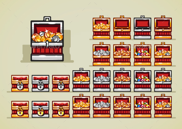 Red Chests for Video Game - Miscellaneous Game Assets
