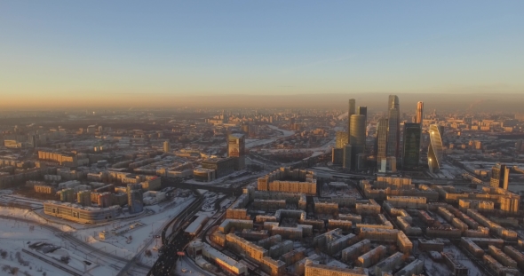 Business Center Moscow City, Aerial Winter