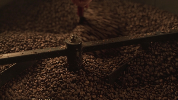 Fresh Coffee Beens Mix in Modern Roaster