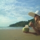 Young Woman In Bikini Drink Cocktail On Beach - VideoHive Item for Sale
