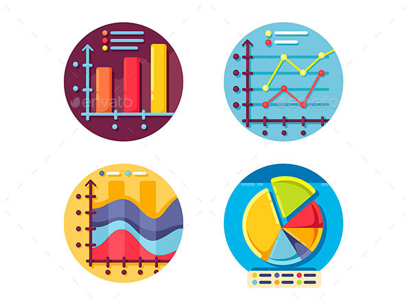 Graphs and Diagrams Icons Set - Web Elements Vectors