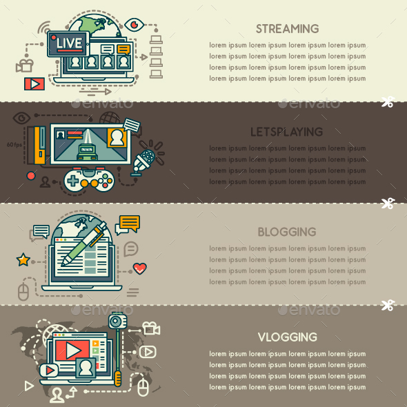 Set Twenty Three of Internet Technology Banners - Technology Conceptual