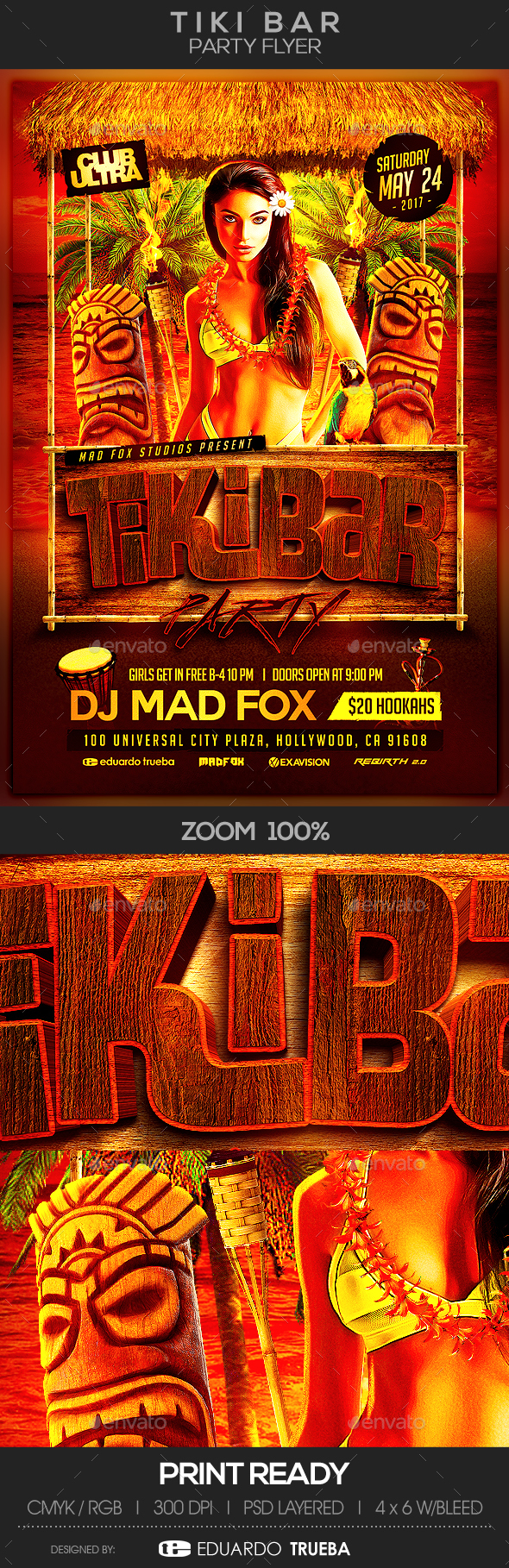 Tiki Bar Party Flyer - Clubs & Parties Events