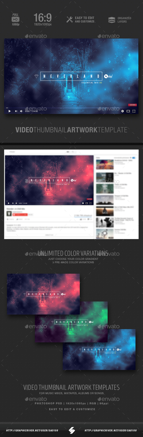 Neverland - Video Thumbnail Artwork Template - YouTube Social Media