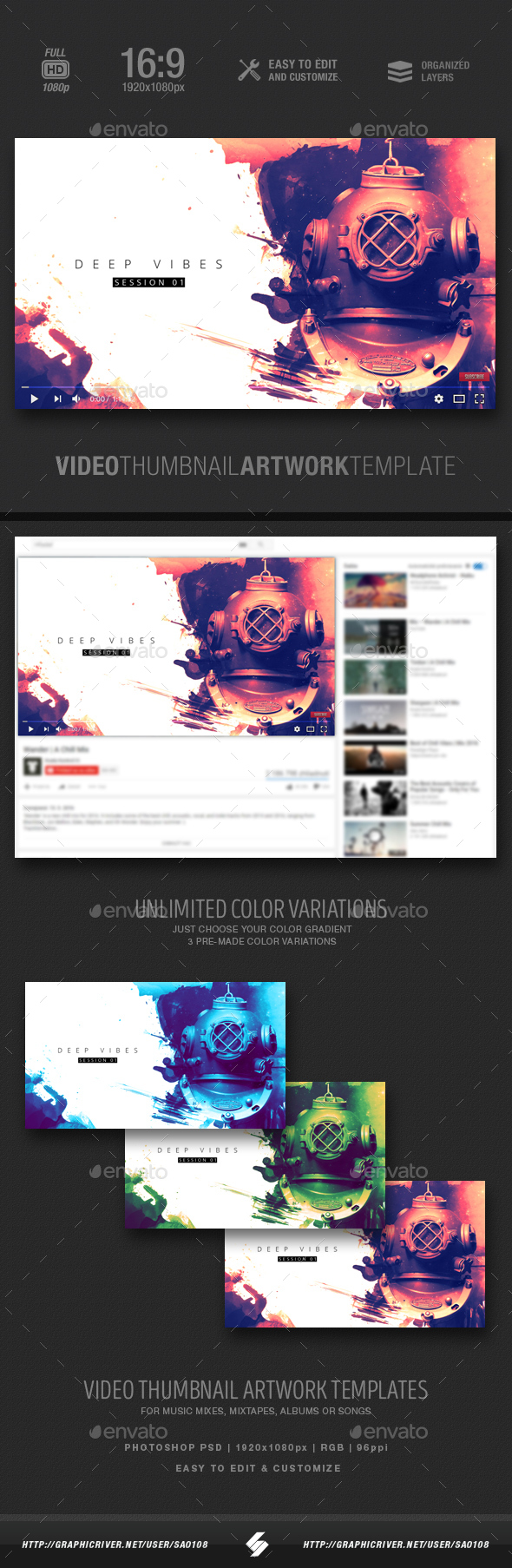 Deep Vibes - Video Thumbnail Artwork Template - YouTube Social Media