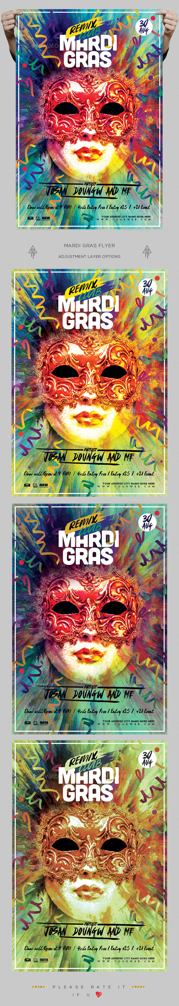 Mardi Gras Flyer - Clubs & Parties Events