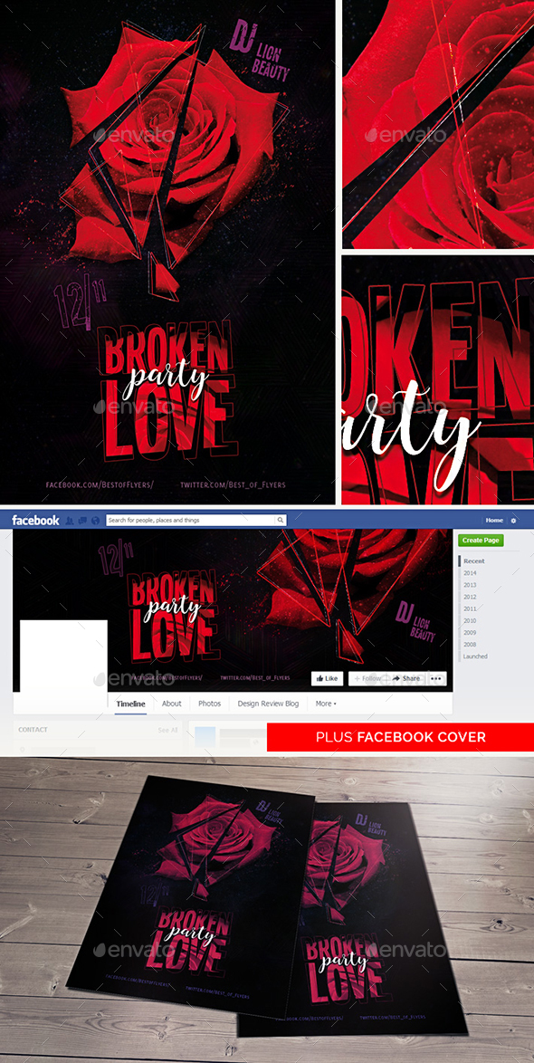 Broken Love Party Flyer Template - Clubs & Parties Events