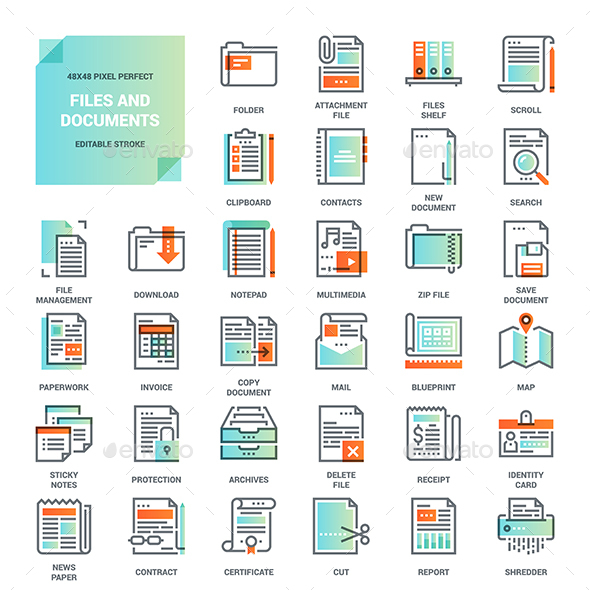 Files and Documents Flat Line Icons - Icons