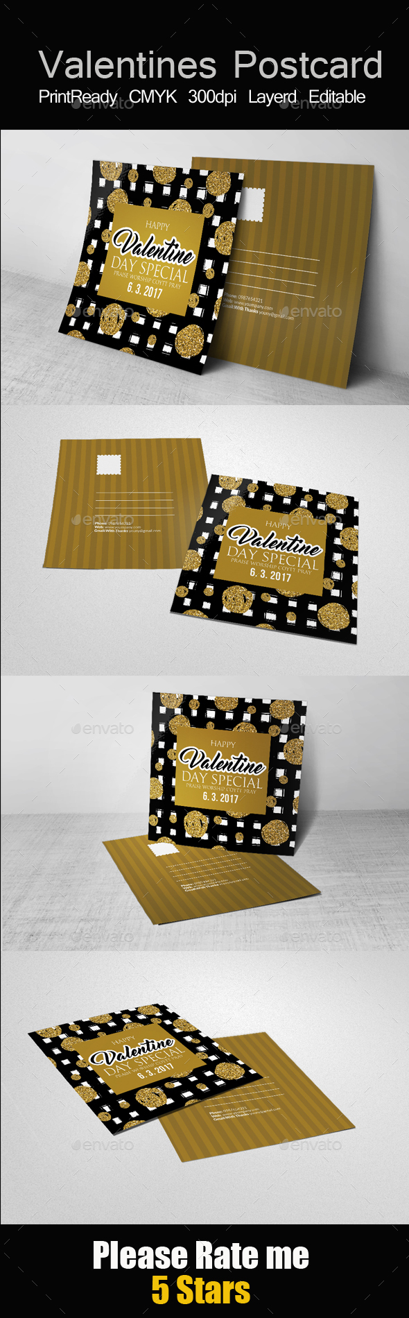 Valentines Day Post Cards - Cards & Invites Print Templates