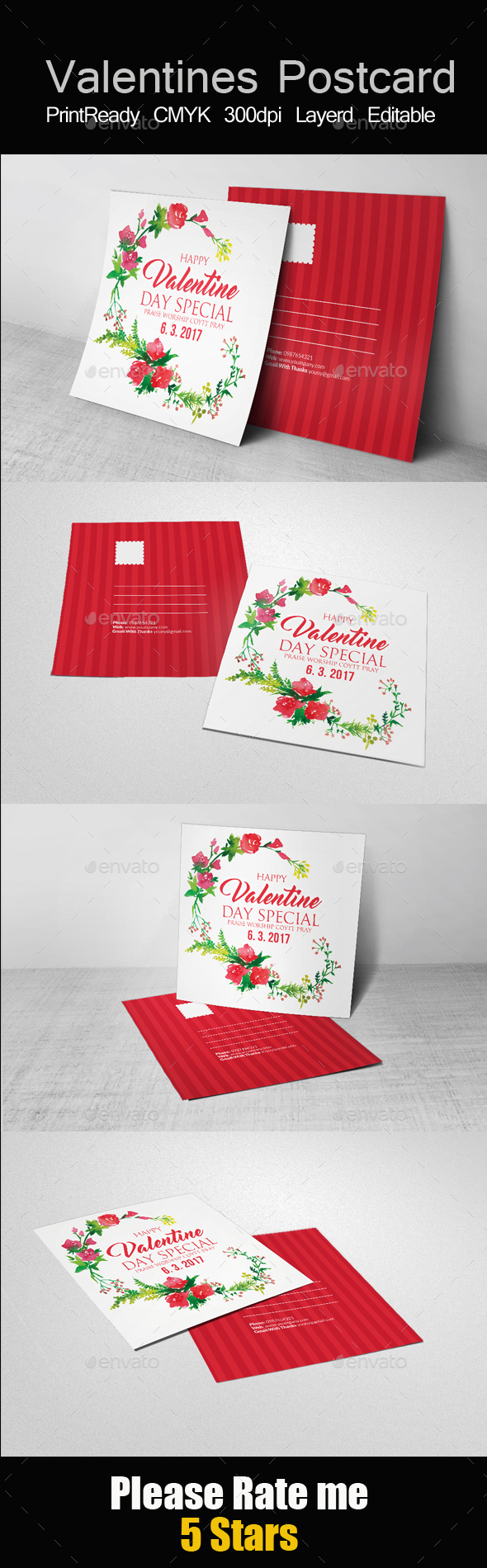 Valentine's Day Post Cards - Cards & Invites Print Templates