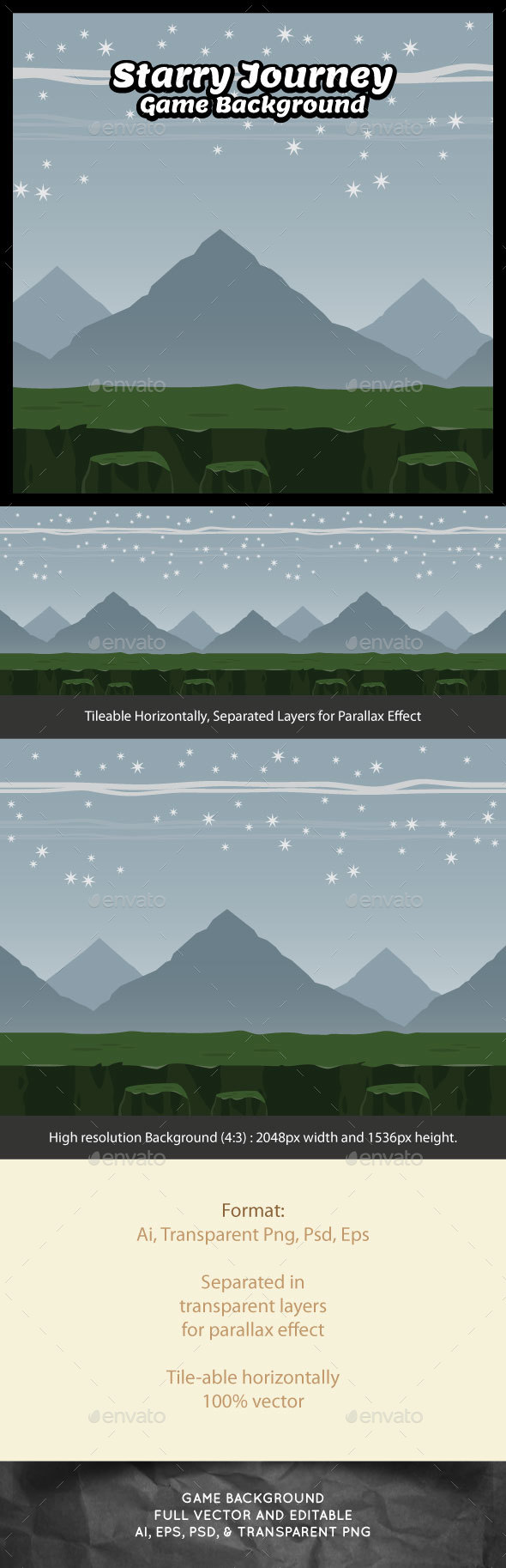 Starry Journey Game Background - Backgrounds Game Assets