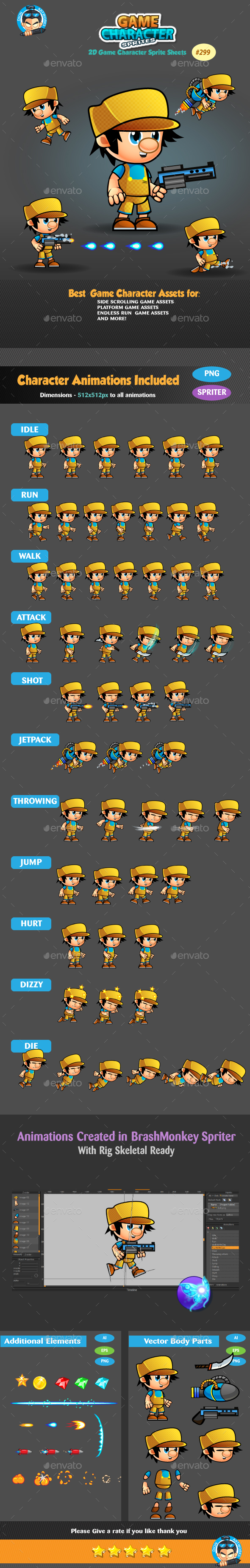 2D Game Character Sprites 299 by pasilan | GraphicRiver