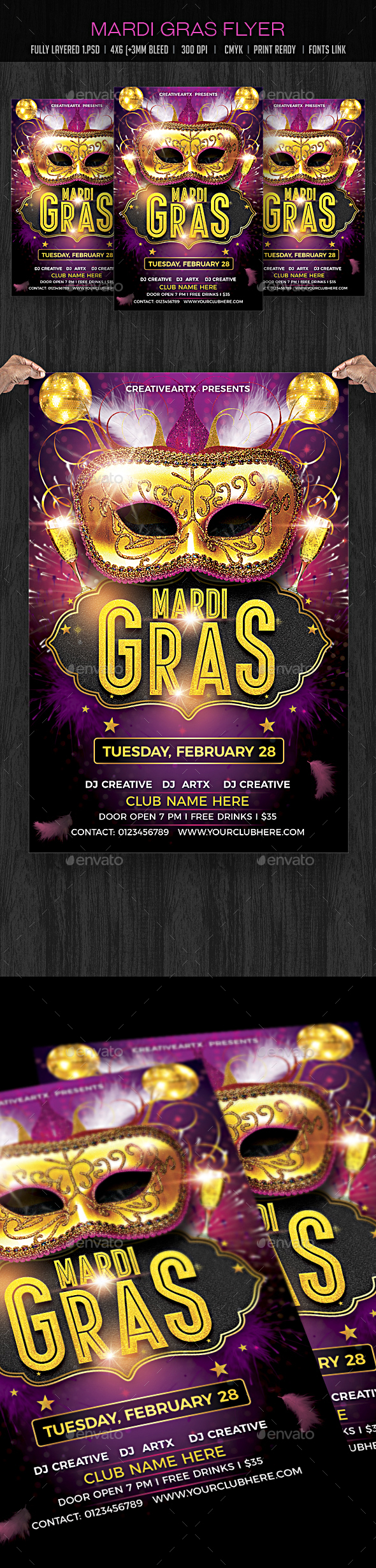 Mardi Gras / Carnival Flyer - Clubs & Parties Events