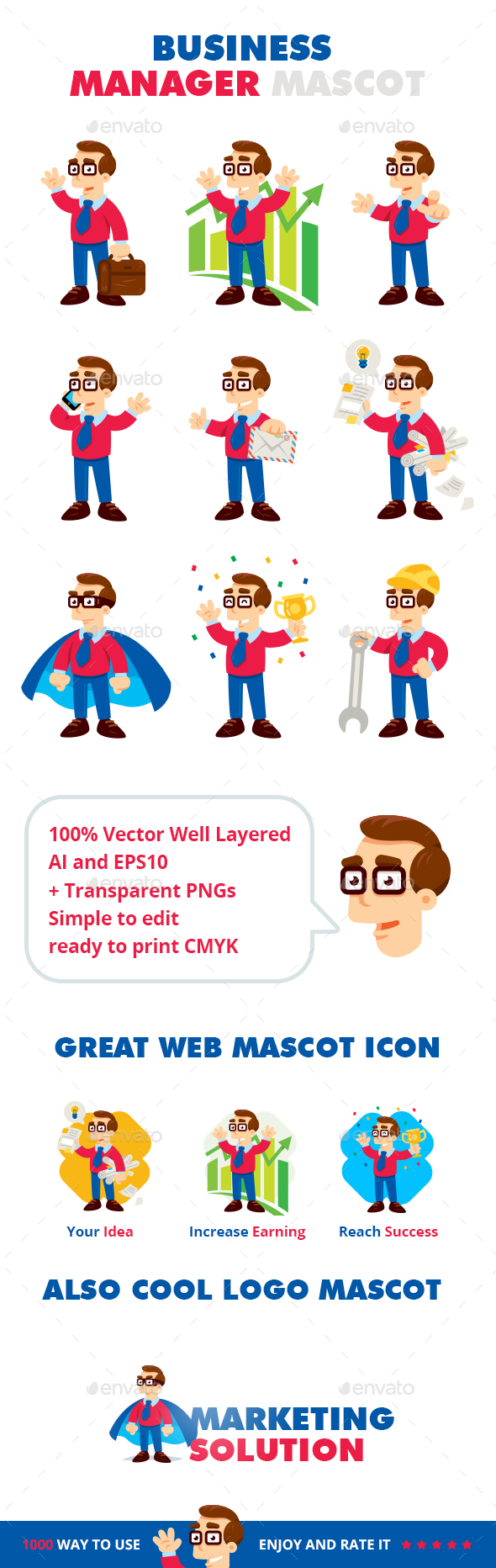 Business Manager Mascot - People Characters