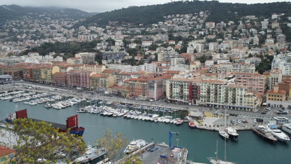 Sea Urban Town with Beautiful Nature and Pier. alt