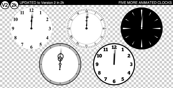 Five Animated Clocks V2