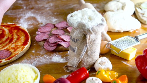 Prepearing Dough for Homemade Pizza