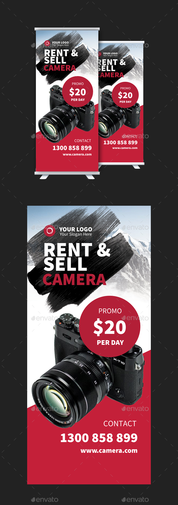 Rent & Sell Camera Stand Banner Template - Signage Print Templates