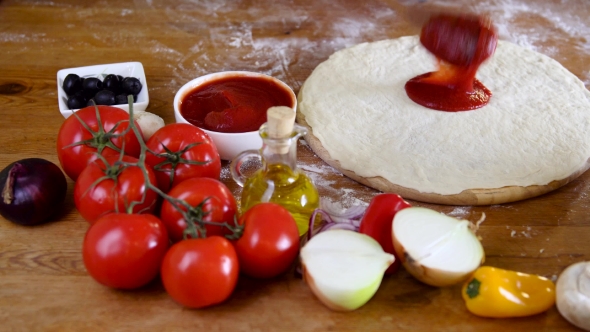 Prepearing Dough for Homemade Pizza