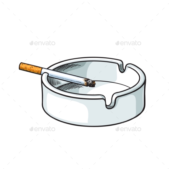 White Clean and Empty Ceramic Ashtray - Health/Medicine Conceptual