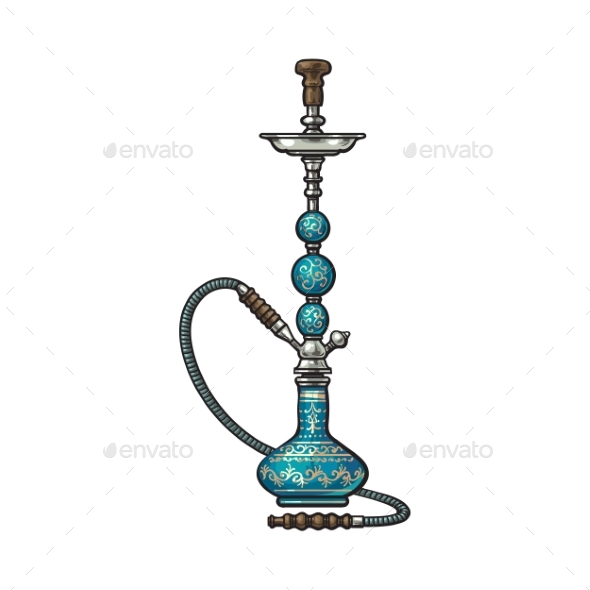 Blue Eastern Hookah - Man-made Objects Objects