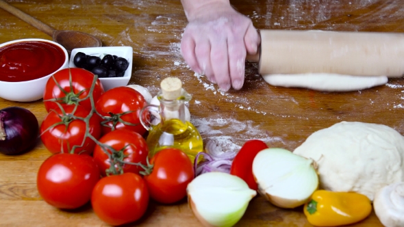 Prepearing Dough for Homemade Pizza